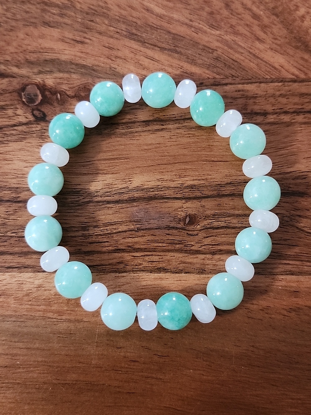 Handmade Natural Burma Jade And White Quartz Crystal Bracelet